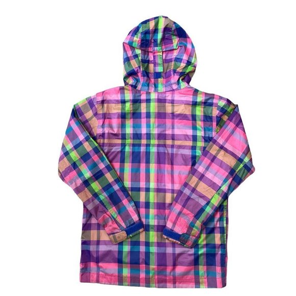 Columbia Youth Splash Maker Rain Jacket Girls Medium Rainbow Plaid Waterproof - Picture 3 of 8